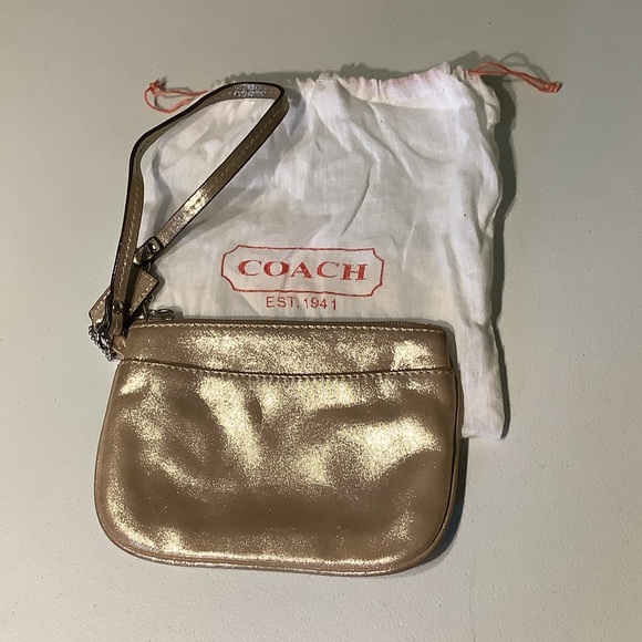 Coach gold metallic wristlet - Picture 1 of 8